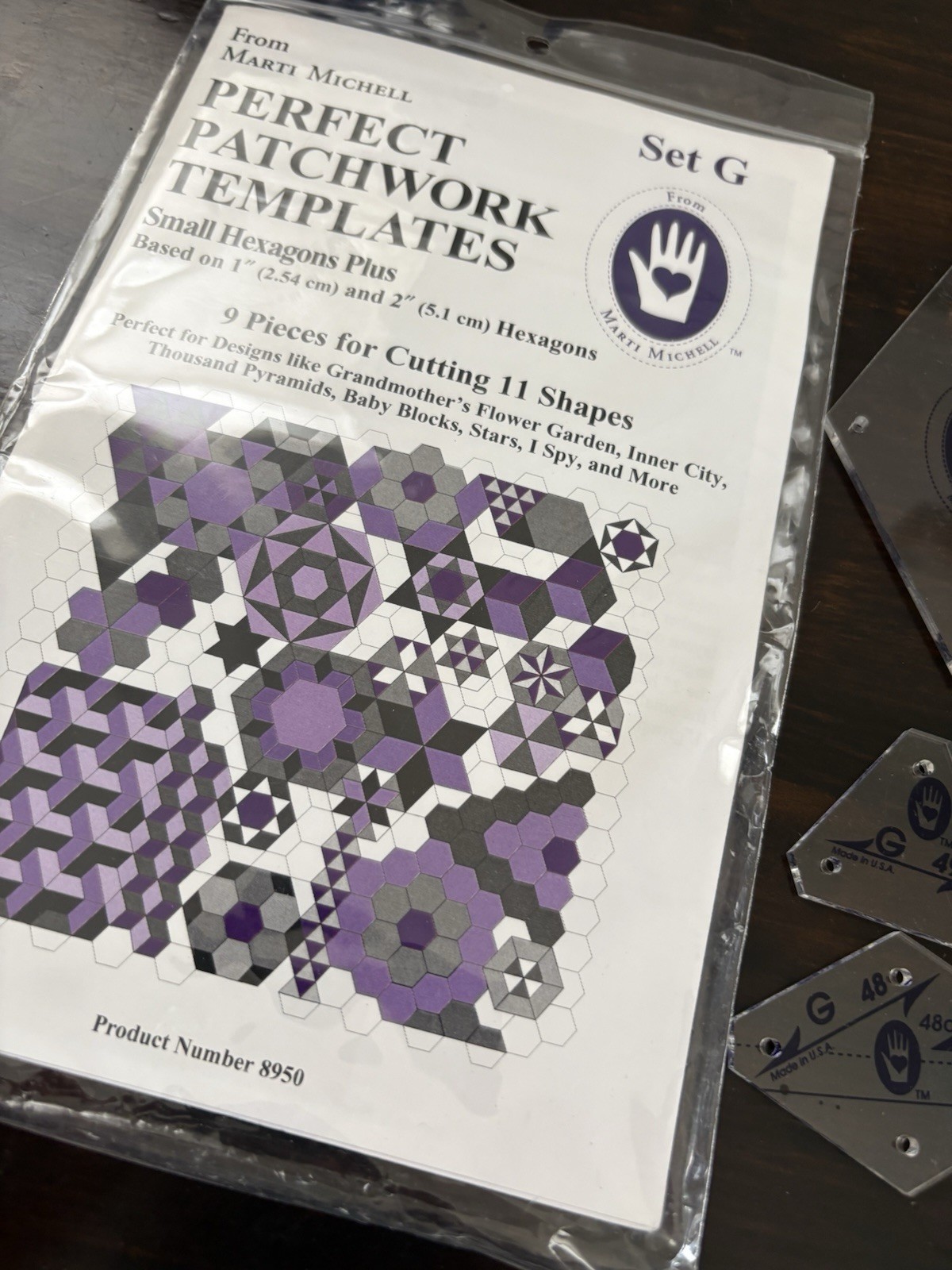 Marti Michell Patchworks Quilting Template Set G Small Hexagons Incomplete