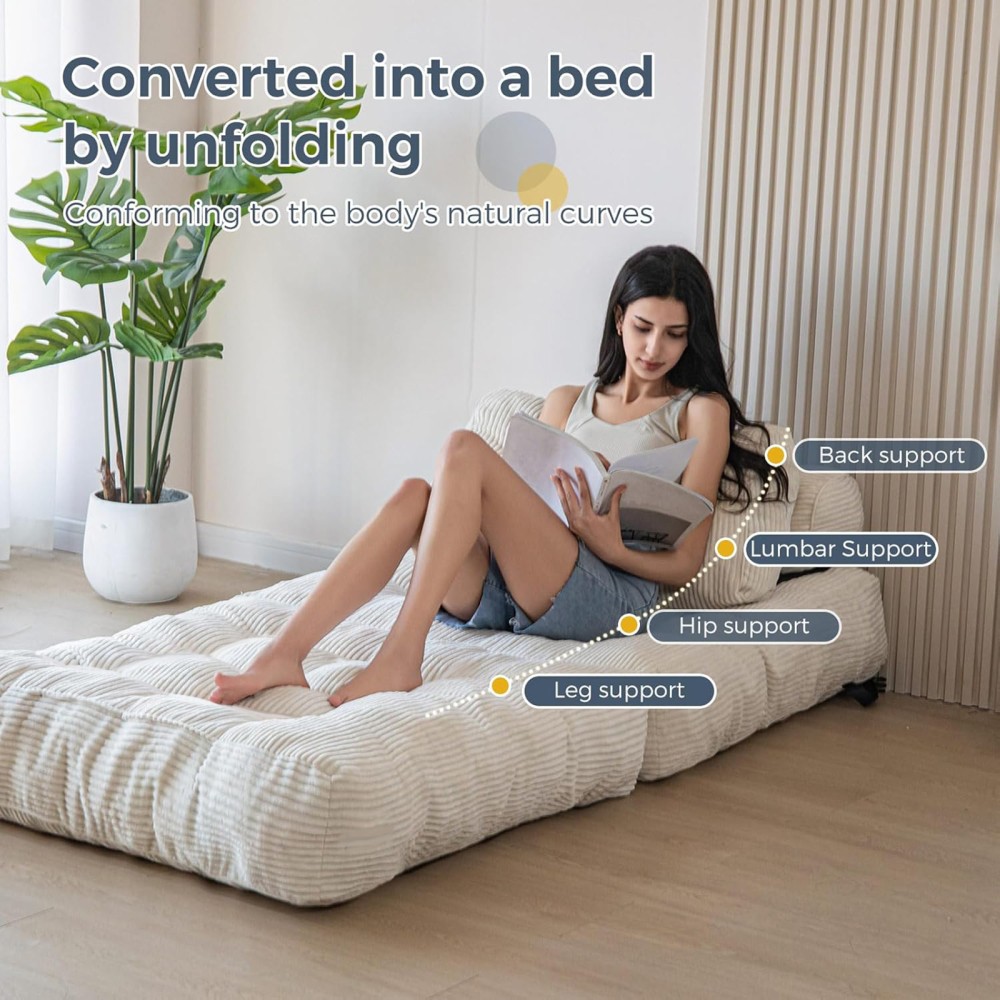 Modular Floor Couch Convertible Sofa Bed for Living Rooms Compact