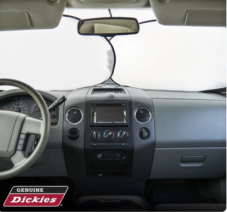Genuine Dickies 2-Pc Magic Windshield Shade Archer White Foldable Sunshade Car