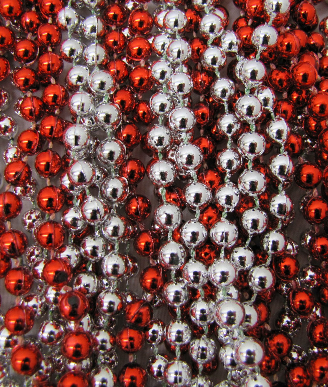 2 Dozen Mardi Gras Beads Red & Silver Parade School Football Party 24 Necklaces
