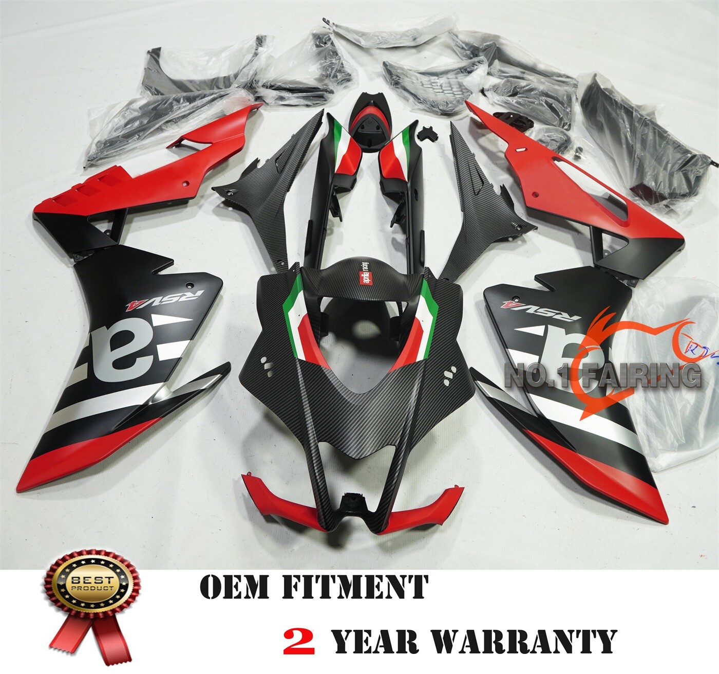 Matte Carbon Fiber Black Red Green ABS Fairings Kit For Aprilia 16-20 RSV4 Frame