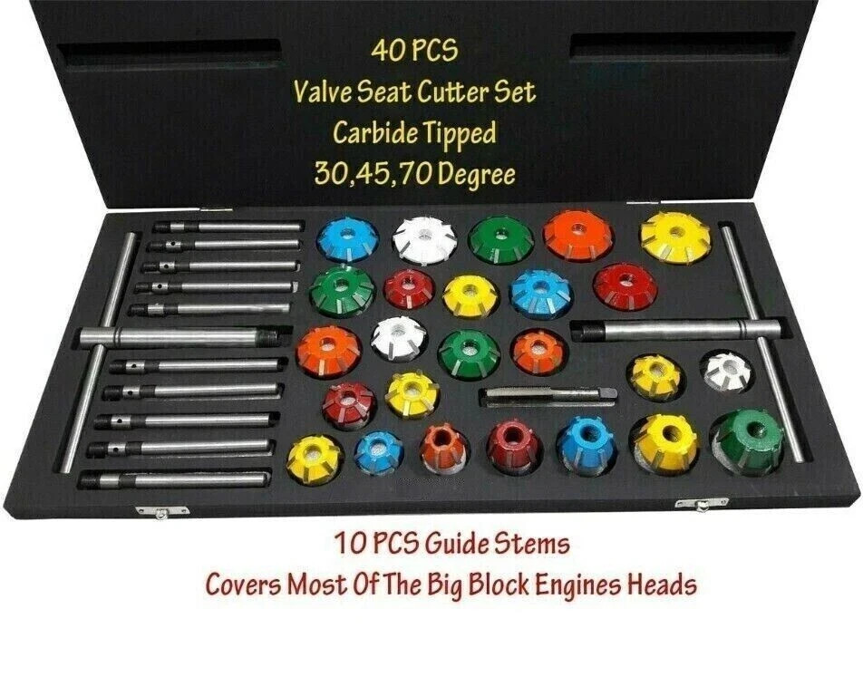 37xVALVESEAT CUTTERSET CARBIDETIPPED FOR CHEVY,FORD.GMC,CATERPILLAR,KOMATSU BEST