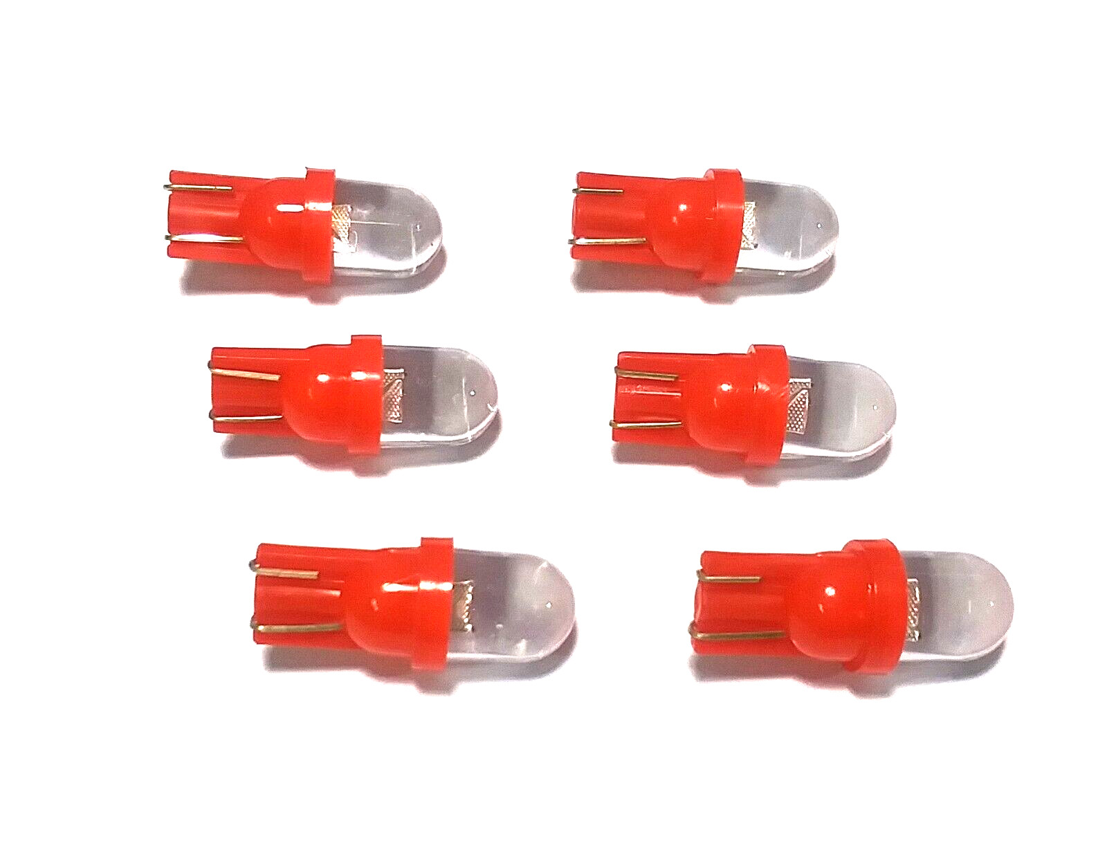 6 Super Bright BBT 12 volt AC/DC Red LED T10 Wedge Base Light Bulbs
