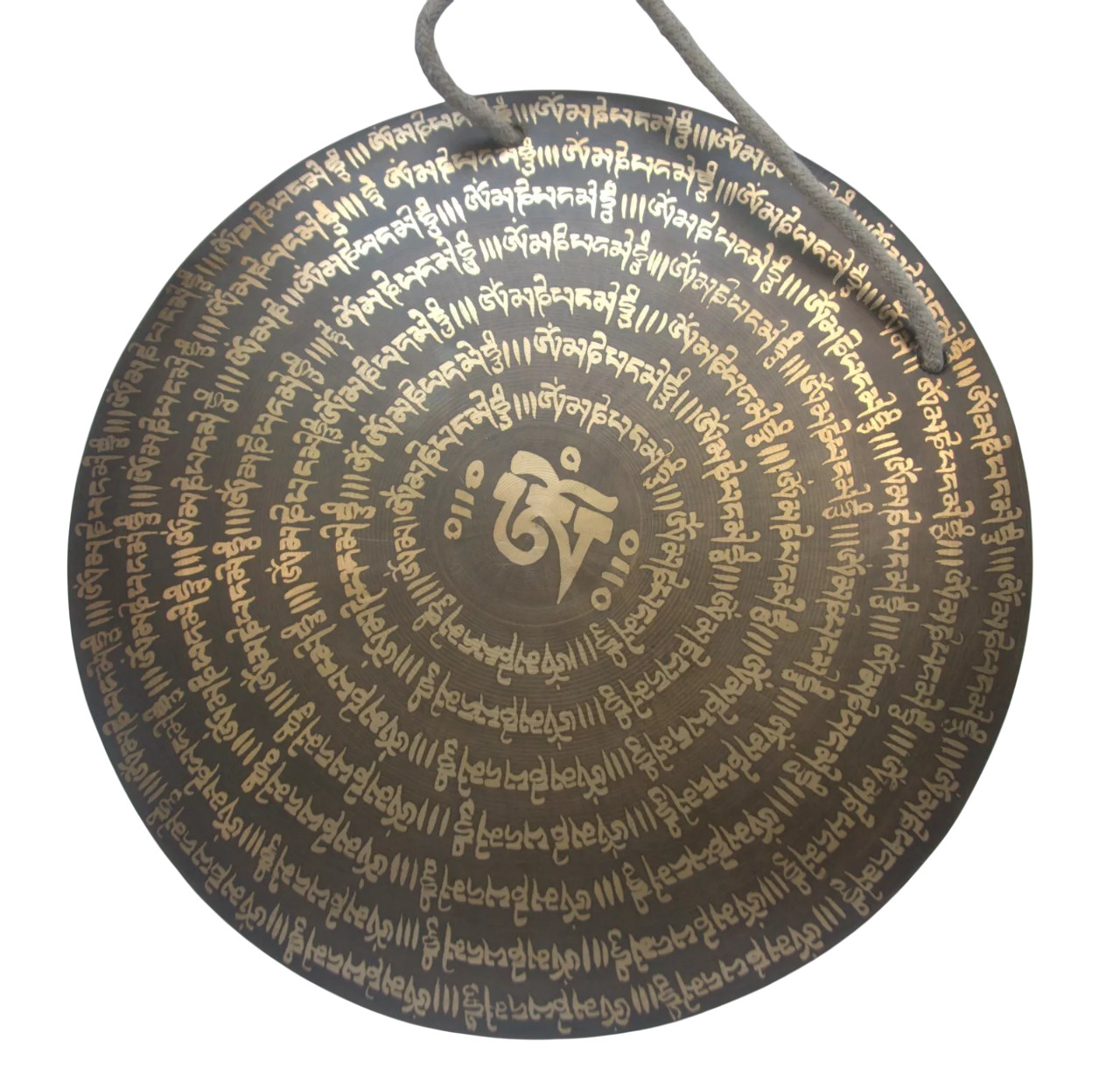 18 inches Tibetan Mantra Carved Gong, Sound Therapy, Yoga, Handmade Healing Gong