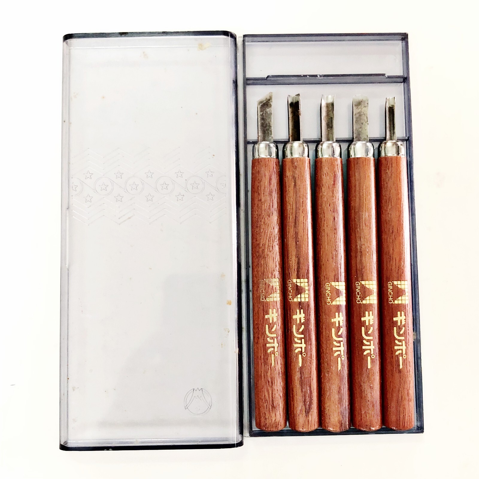 Japanese Wooden Gimpo Gincho Chisel Carving Craft Tools 5P Set Hand Craft W Case