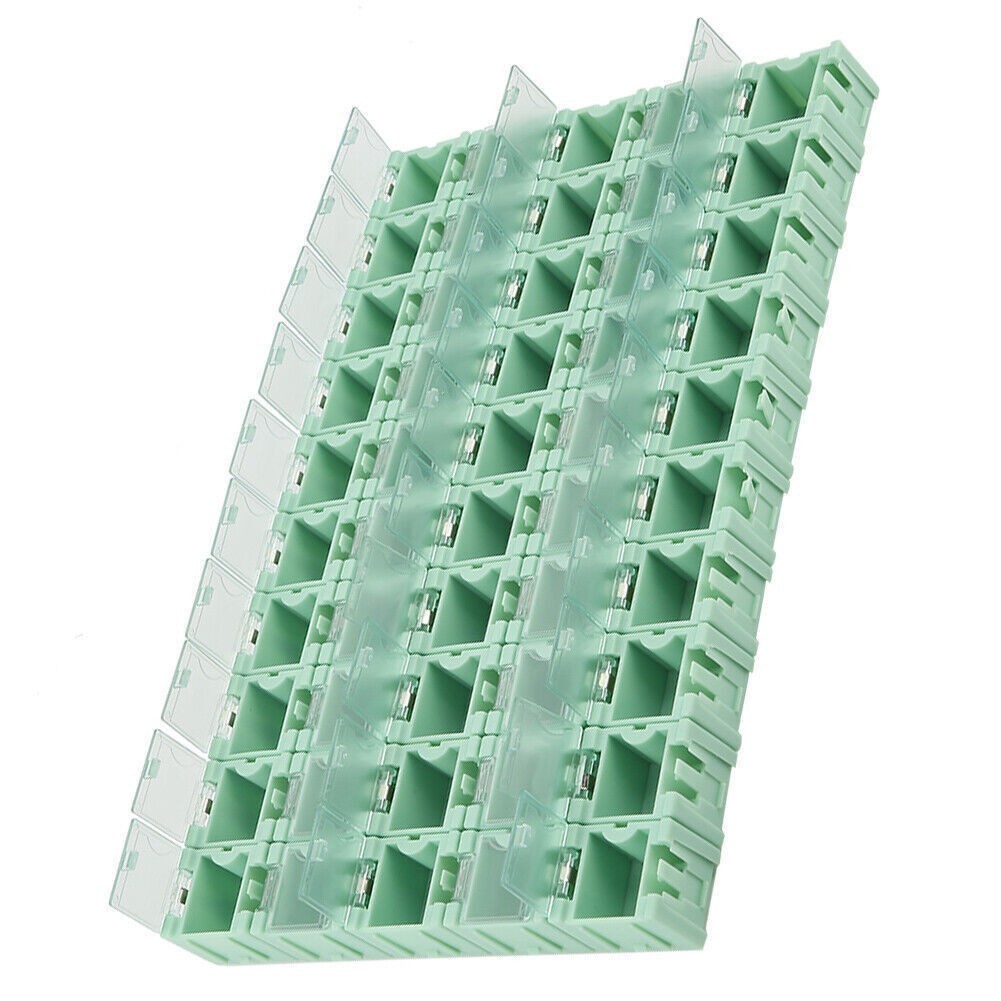 50Pcs Green SMT SMD Container Box Electronic Components Mini Storage Case