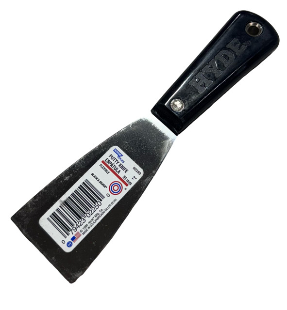 HYDE Tools 2" Flexible Putty Knife Trowel Black & Silver 02550