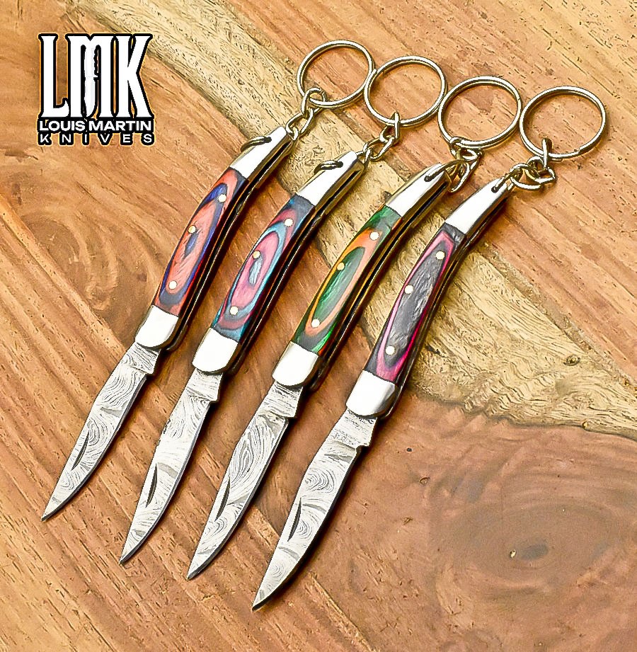 LMK Tool Twist Damascus Hard Wood Steel Guard Lot of 4 Fishing Outdoor Gift