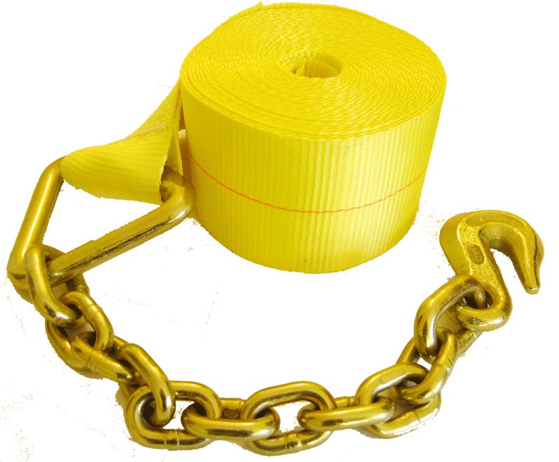 (2 Pack) 3 in. x 30 ft. Winch Strap with Chain Anchor