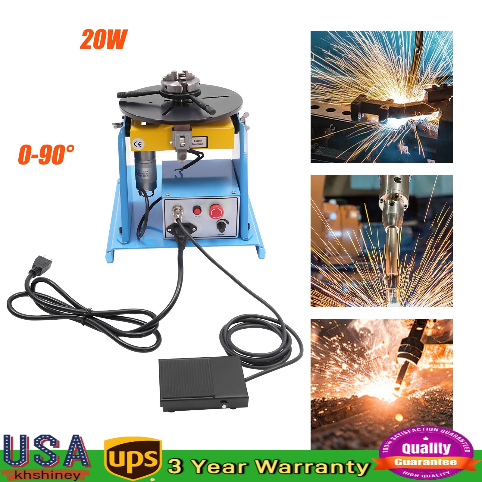 10KG Rotary Welding Positioner Turntable Table Welding Position 0-90° 1-12rpm
