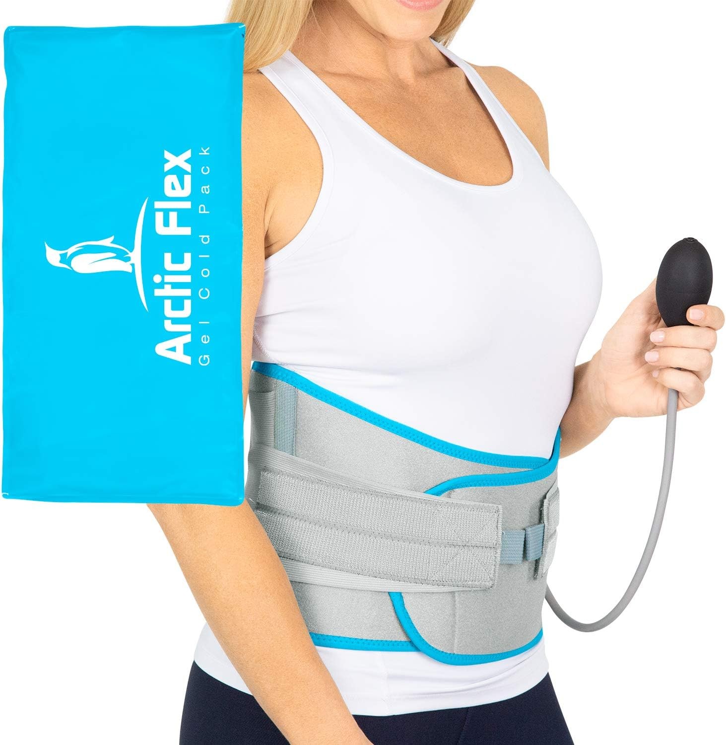 Vive Back Ice Pack Wrap - Compression Gel Brace with Straps for Injuries - Reusa