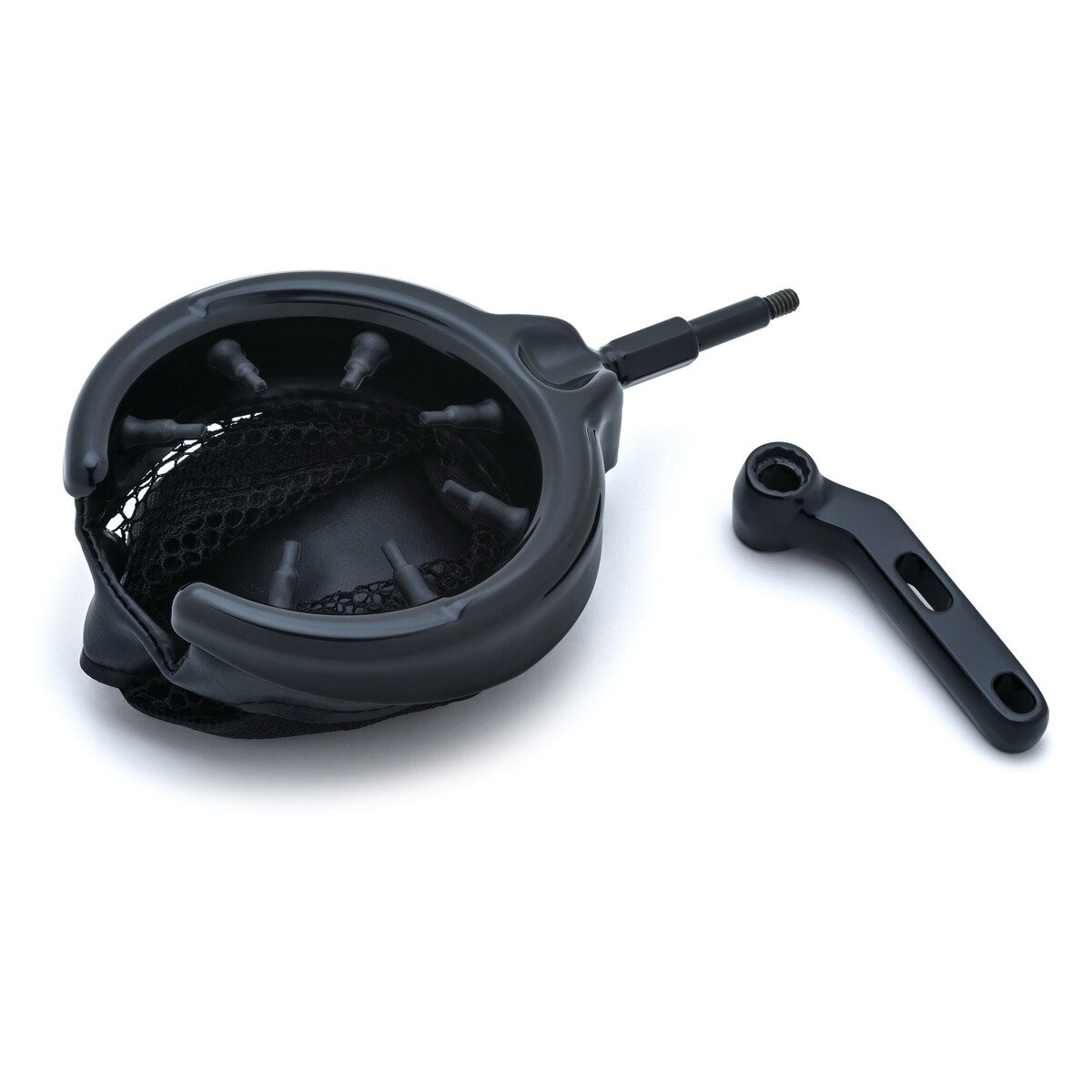 Kuryakyn Gloss Black Drink Holder w/Perch Mount and Mesh Basket - 1738