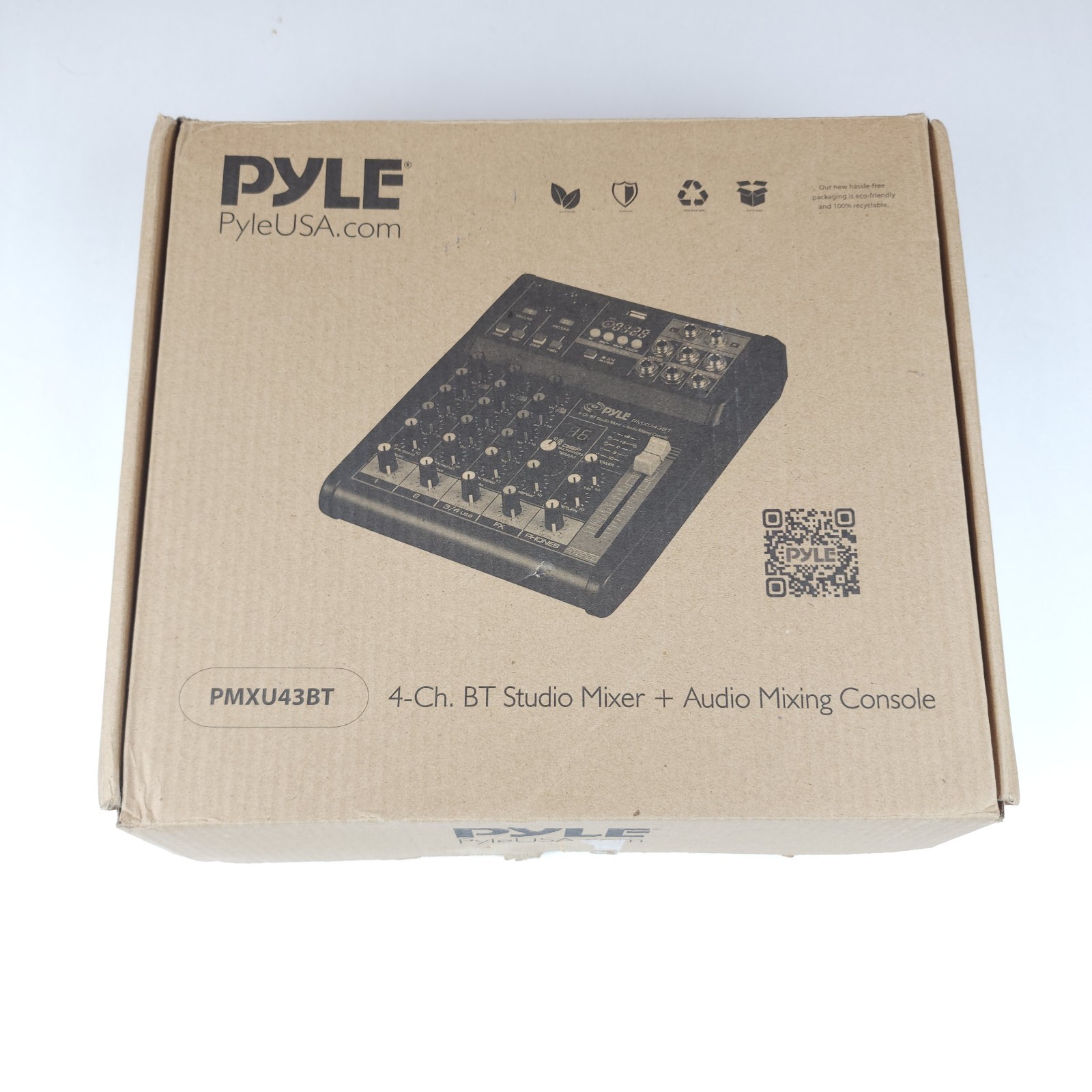 Pyle PMXU43BT BT Studio Mixer + Audio Mixing Console 4-Channel W/ Power Cable