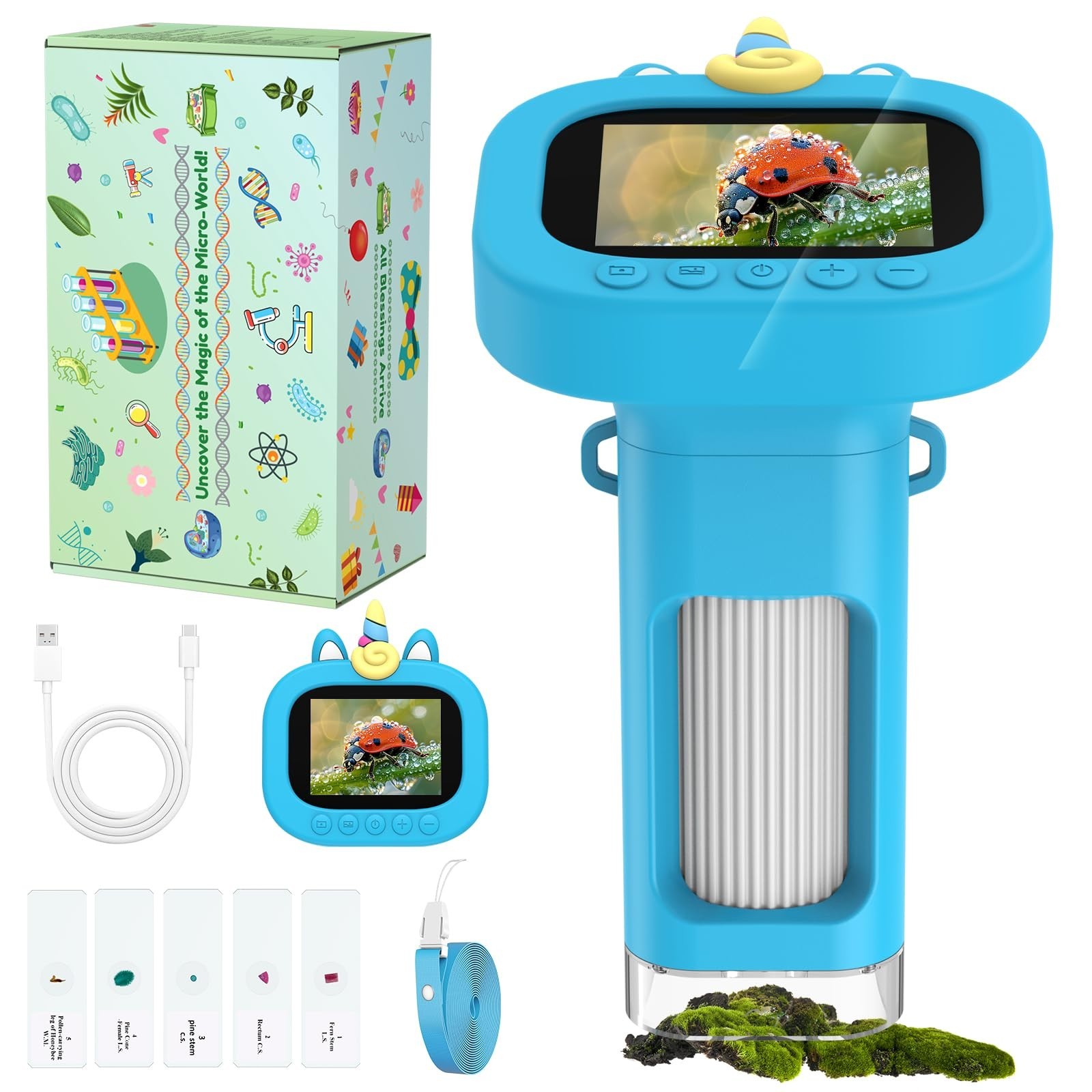 Portable Handheld Digital Microscope for Kids - Mini Digital Kids Microscope Kit