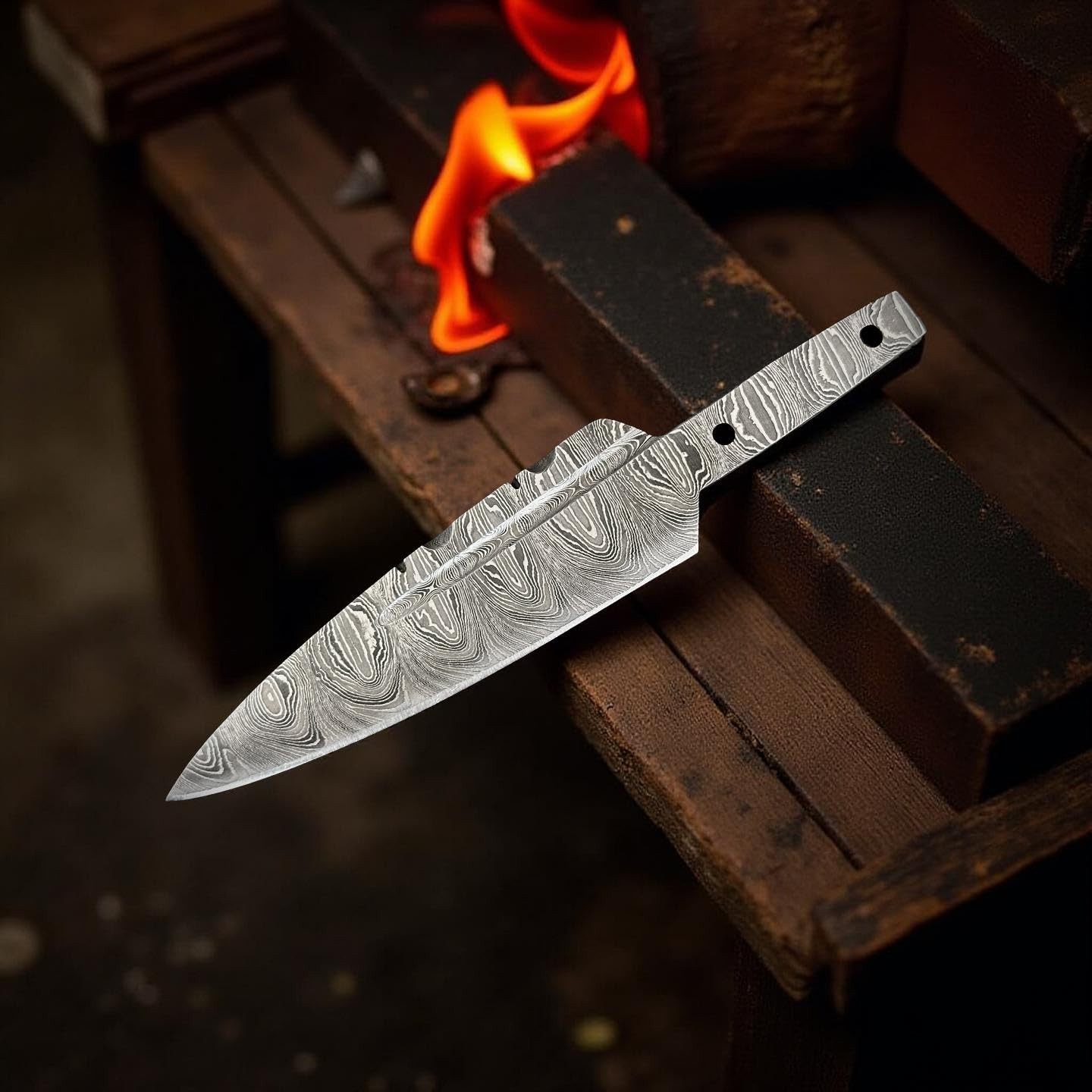 Jayger Handmade Damascus Steel Sgian Dubh Blank Blade – Heat Treated & Sharp ...