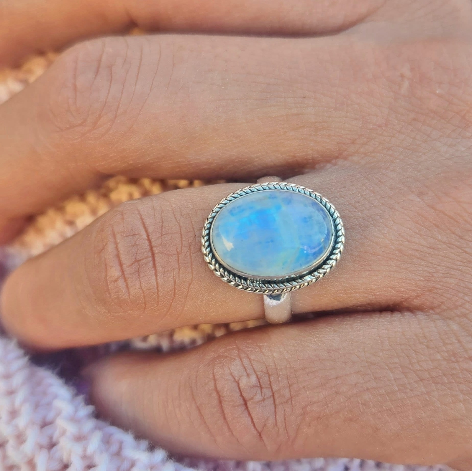 Genuine Moonstone Ring 925 Sterling Silver Statement Ring Ships From USA