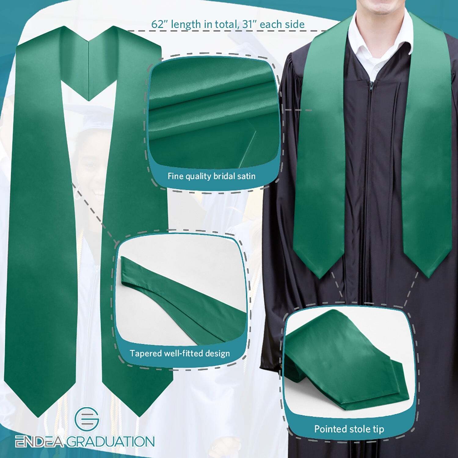 Endea Graduation Emerald Green Graduation Stole