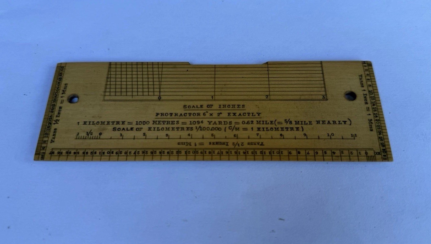Vintage Army & Navy CSL 6" Rectangular Protractor Map Scale Measuring Ruler Tool