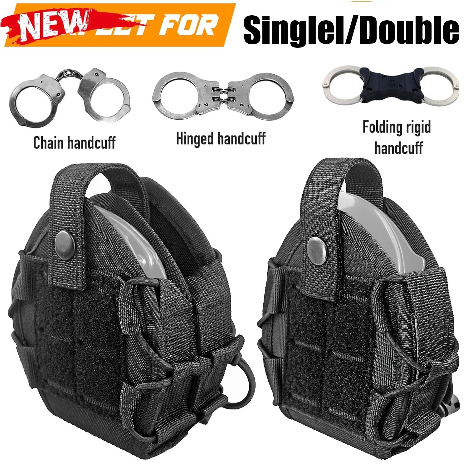 US Single/Double Open Top Handcuff Case Pouch for Duty Belt/MOLLE Tactical Vest