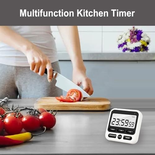 Multifunctional Kitchen Timer with Silent/Alert Mode, 24-Hour Clock, Memory 1