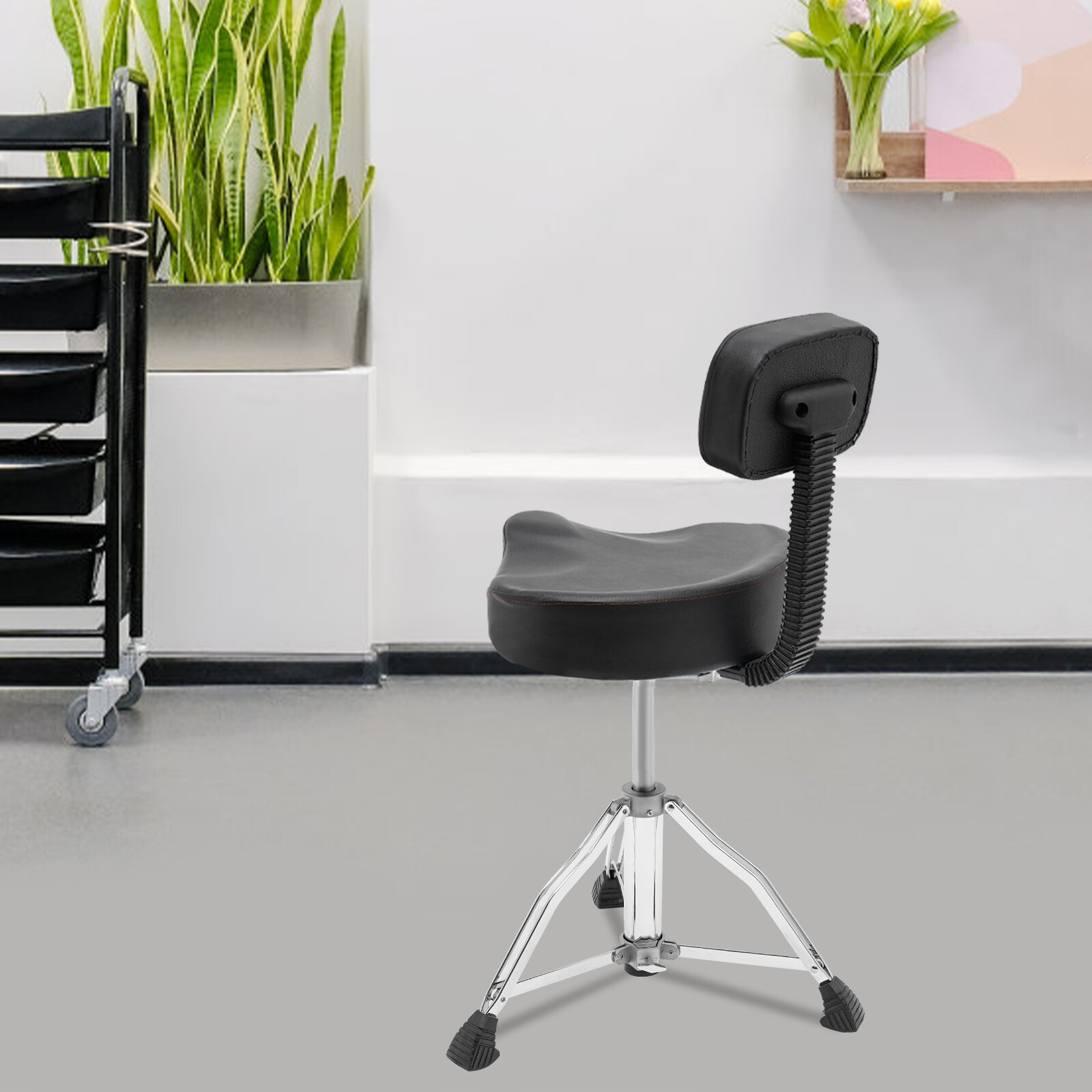 Drum Stool with Backrest Height Adjustable Drum Stool Pneumatic Drum Chair Black