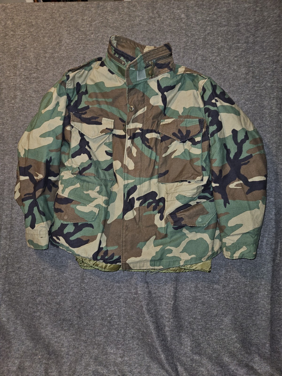 Army Cold Weather Coat Men's Medium X-Short Woodland Camo Hooded Combat Field