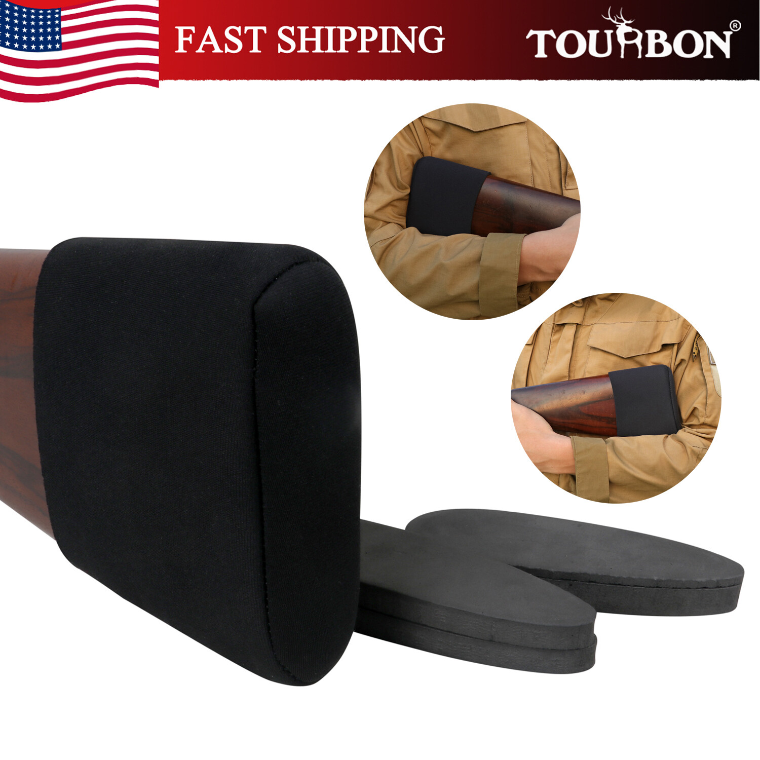 TOURBON Neoprene Rifle Shotgun Buttstock Sleeve Recoil Extension Pad Slip-on US