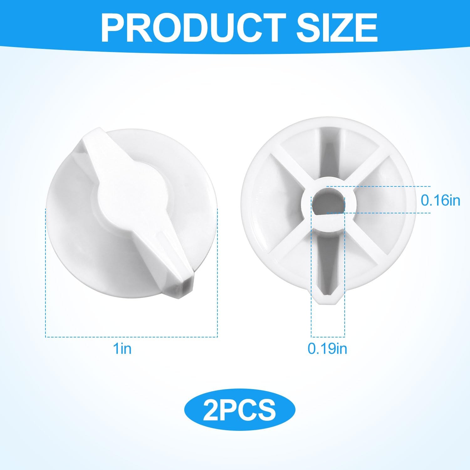 2pcs Timer Knob Replacement, Switch Spring Wound Medium, White