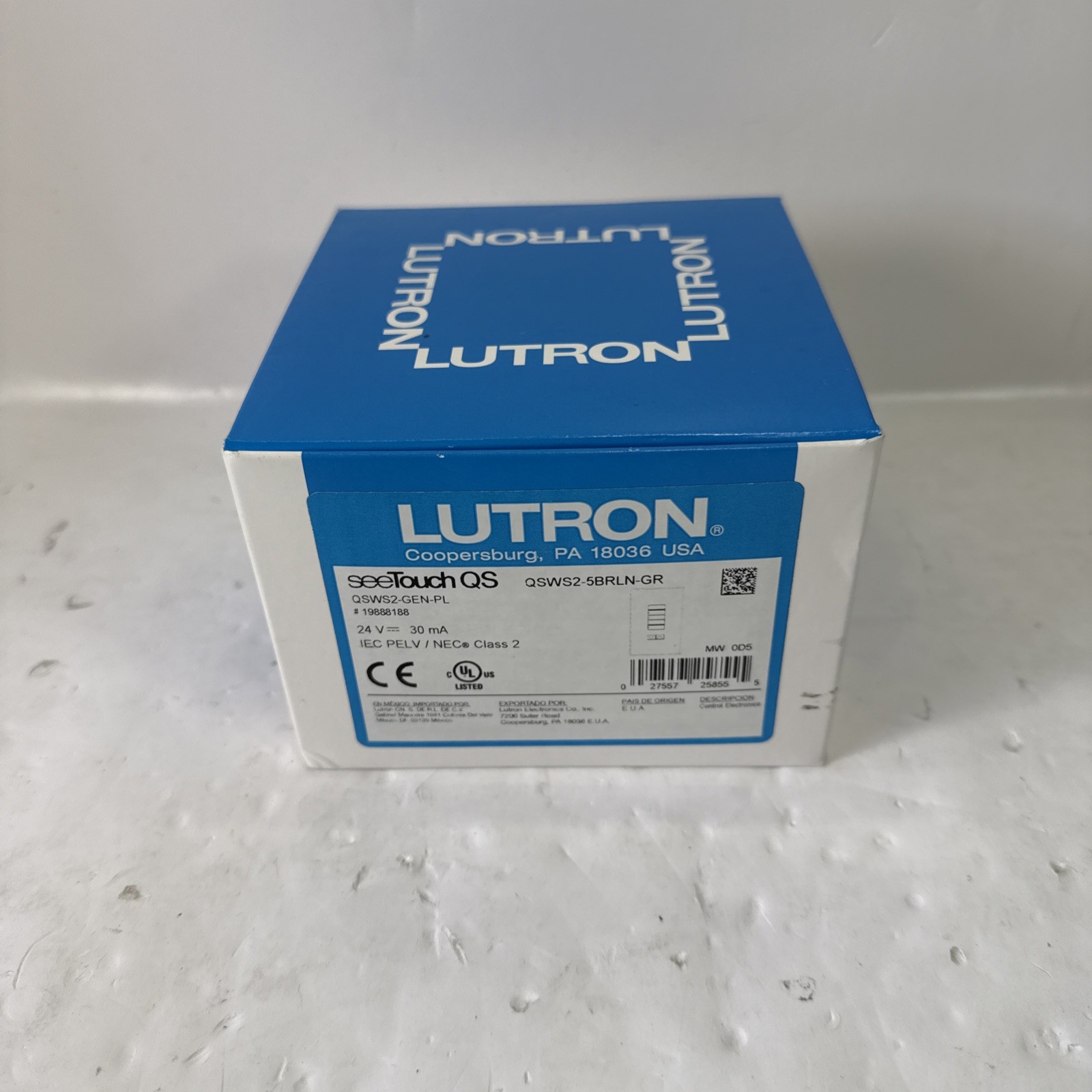 Lutron SeeTouch 5 Button Raise/Lower Key Pad QSWS2-5BRLN-GR | NEW