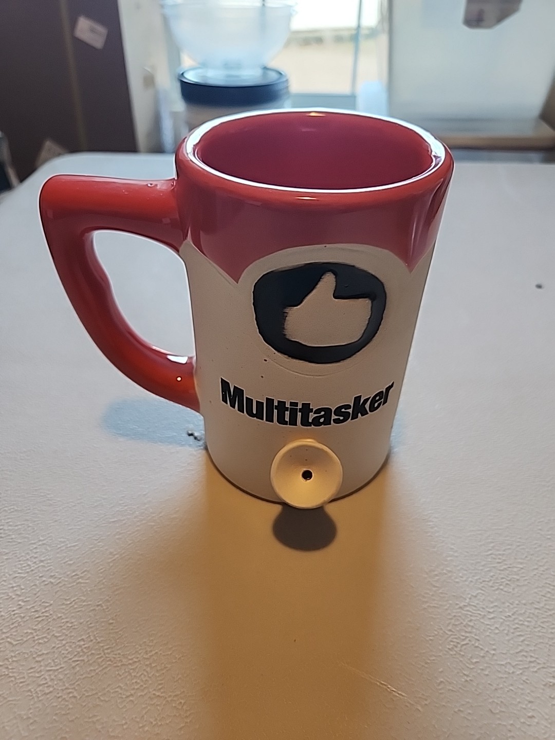Multitasker Wake N Bake Ceramic Mug Novelty Coffee Cup Red And Cream