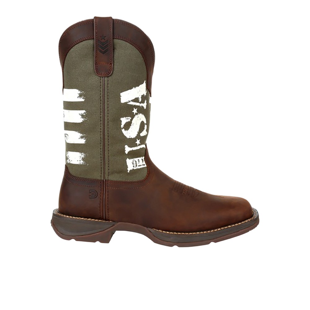 Durango Rebel Patriotic Square Toe Cowboy  Mens Brown Casual Boots DDB0313
