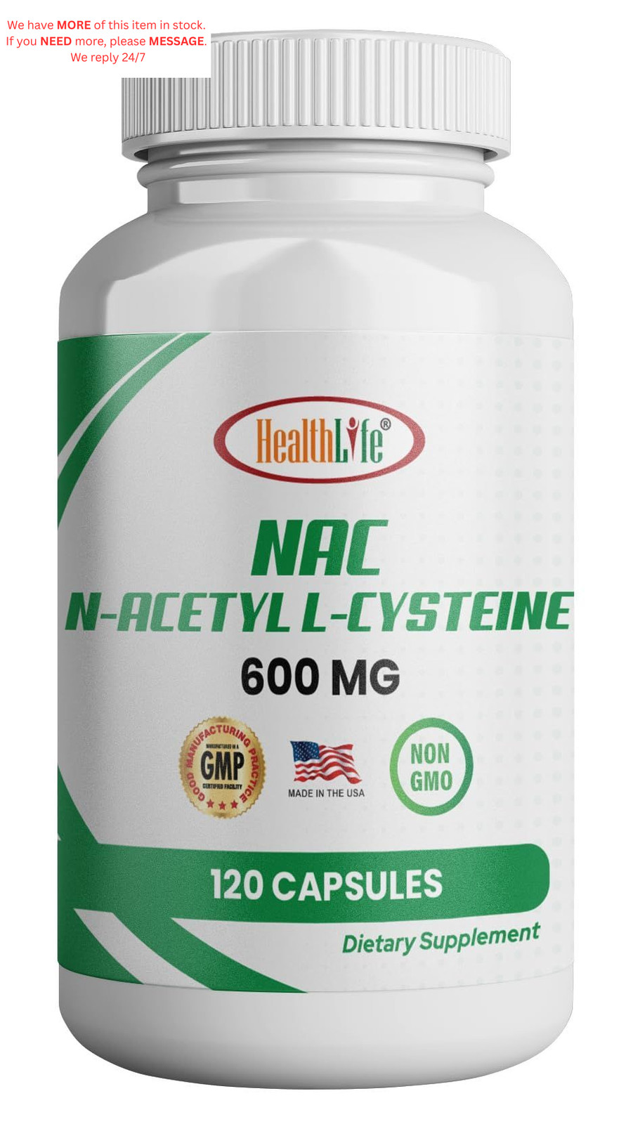 HealthLife N-Acetyl L-Cysteine (NAC) 600mg, 120 120 Count (Pack of 1)