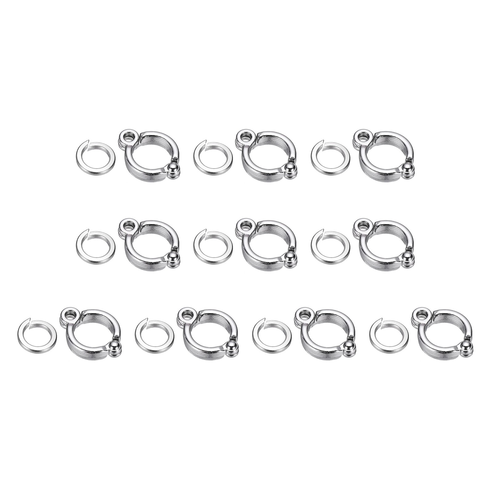 Bird Foot Rings Parrot Metal Leg Ring 10.5mm/0.41" ID Silver Tone 10 Set