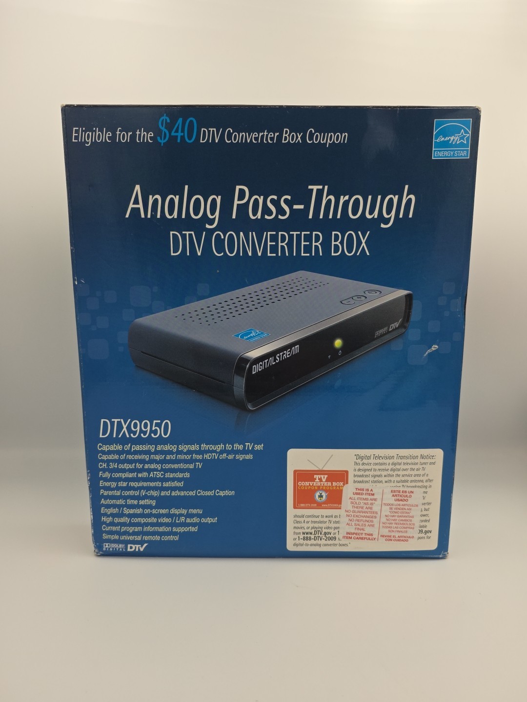 Digital Stream DTX9950 DTV Converter Box Analog Pass-Through