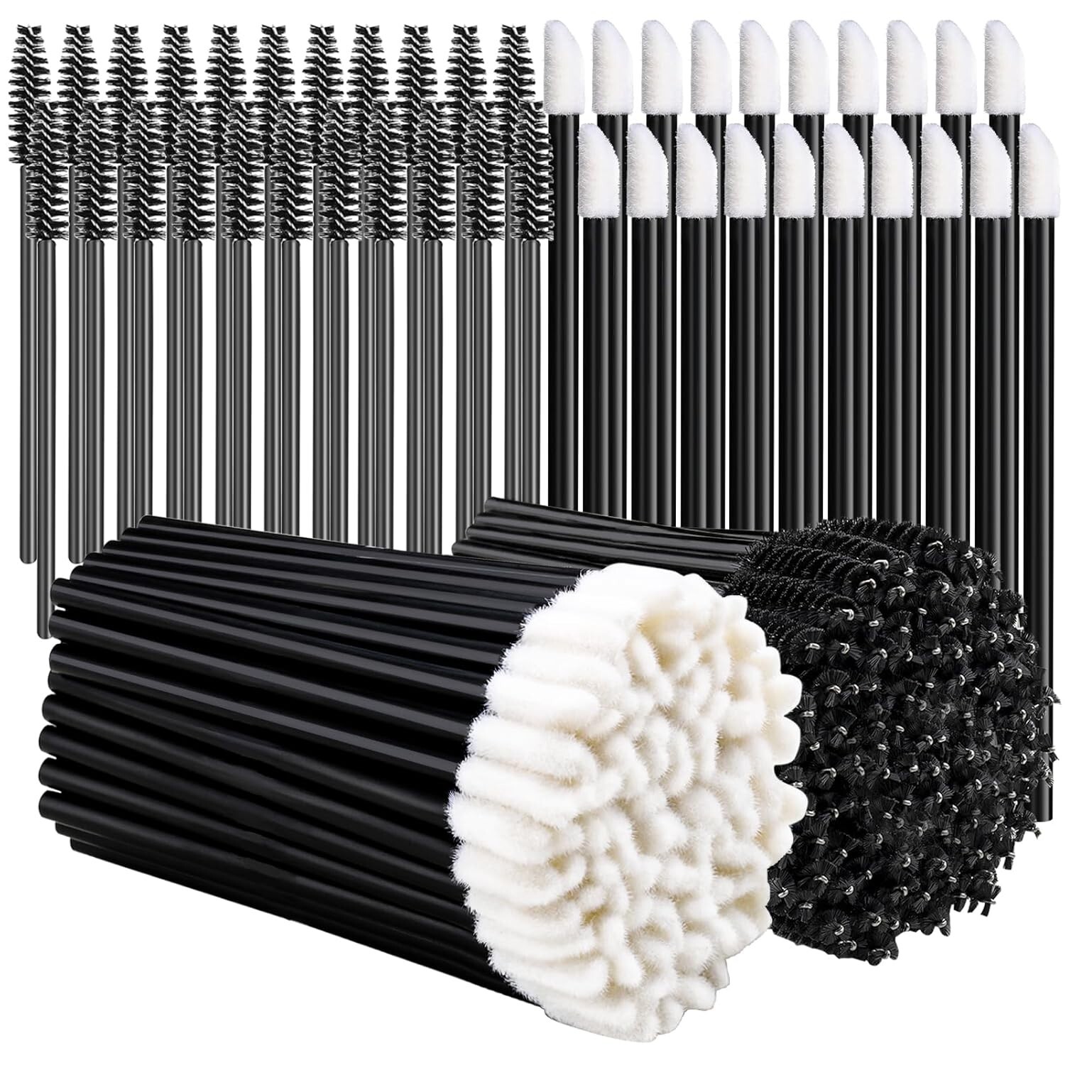 100 Disposable Eyelash Extension Brushes and 100 Disposable Lip Wands