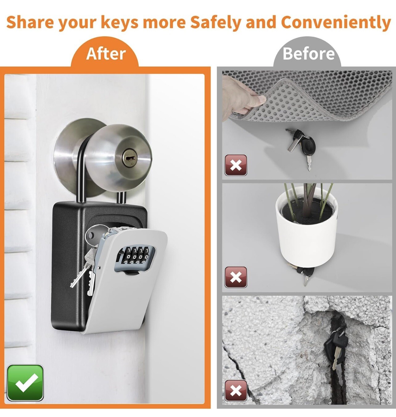 Portable Key Lock Box 4-digit Code Resettable