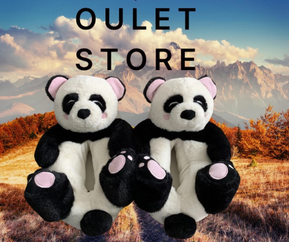 Feet Mojo Ladies/Women's size 9-10 Panda Plush Slippers color black & white NEW