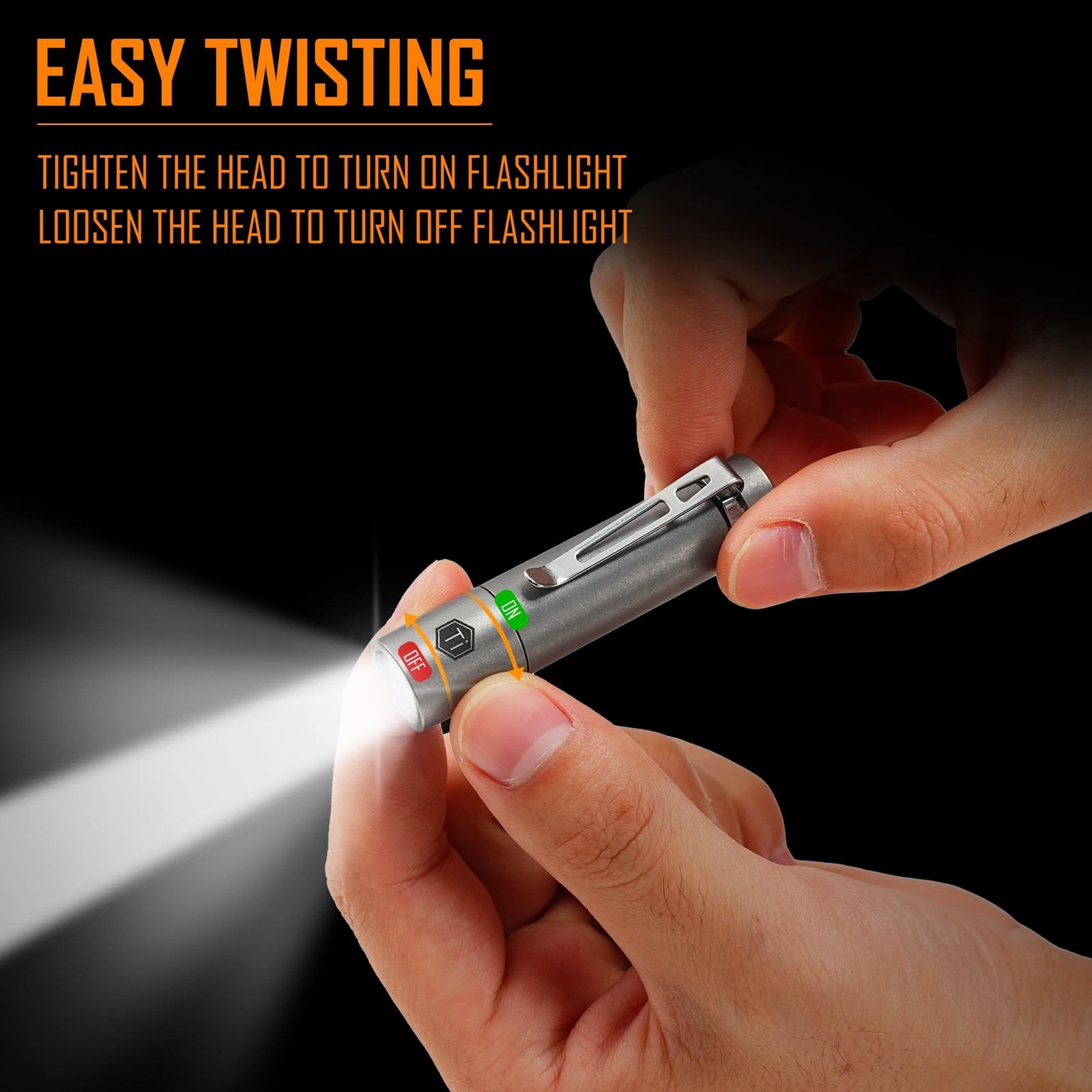 KeyUnity KF04 Mini LED Flashlight with Pocket Clip - Super Bright Handheld Si...
