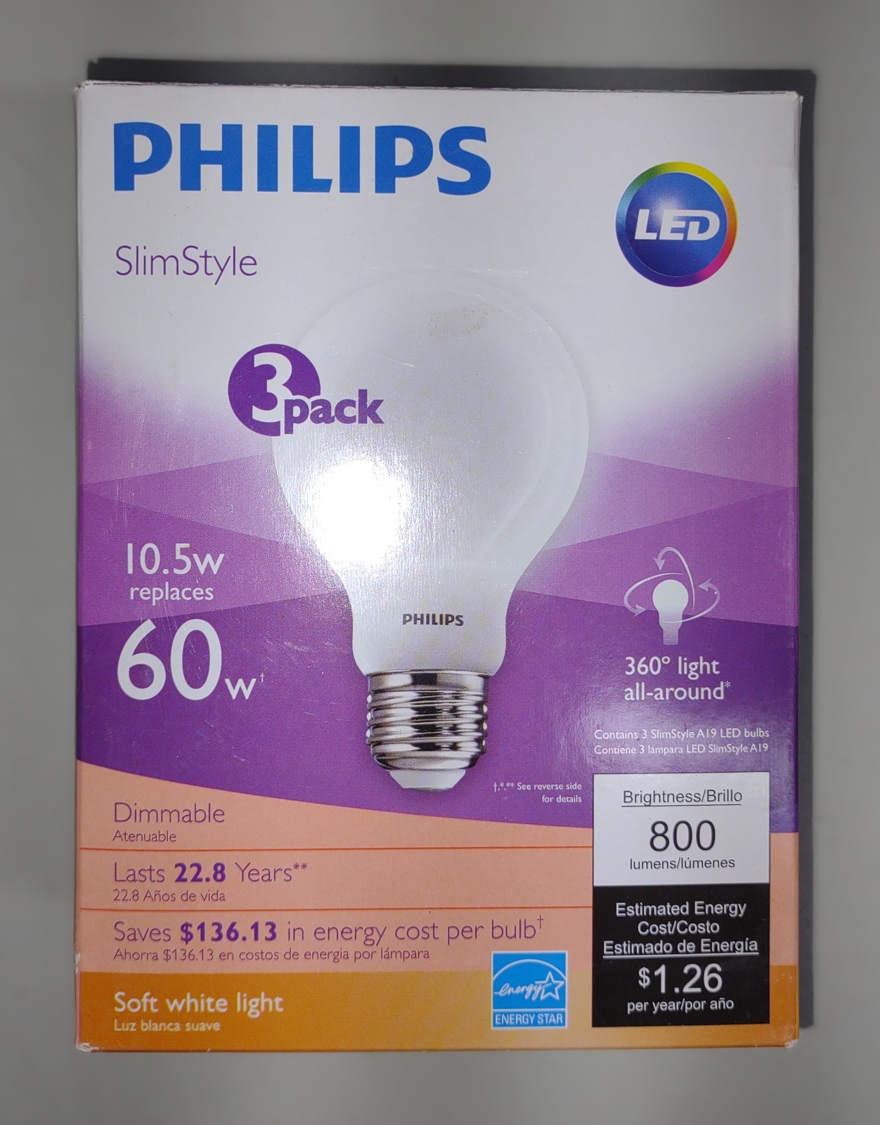 Philips 3-Pack 10.5w LED Slim Style Bulbs, MANY In Stock!