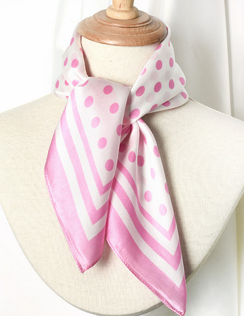 100% Silk 20" small Square Scarf Women neckerchief Wrap Polka Dot pink MY151-3
