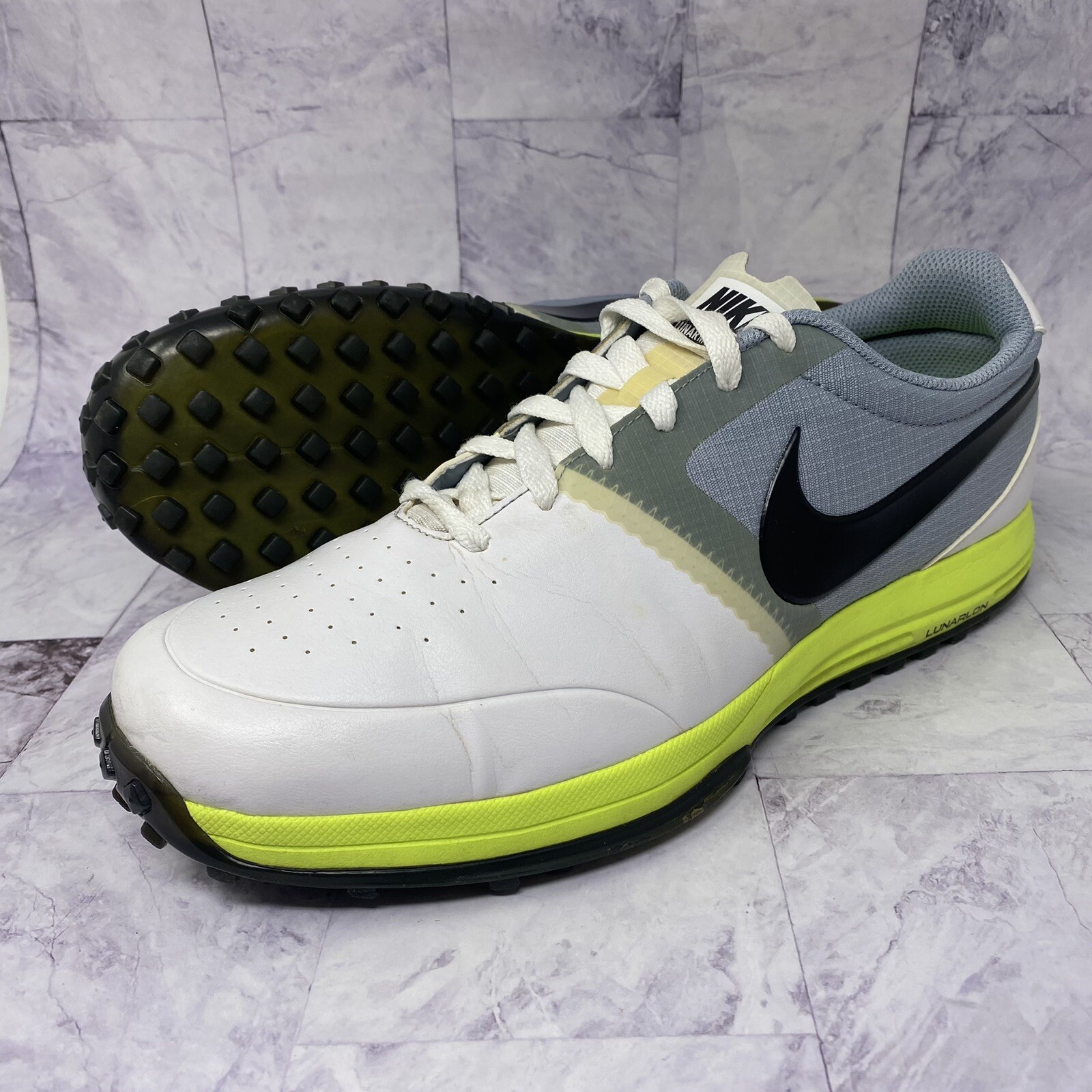 Nike Lunar Mont Royal Golf Shoes Spikeless Mens Sz 10 W Wide White 652531-101