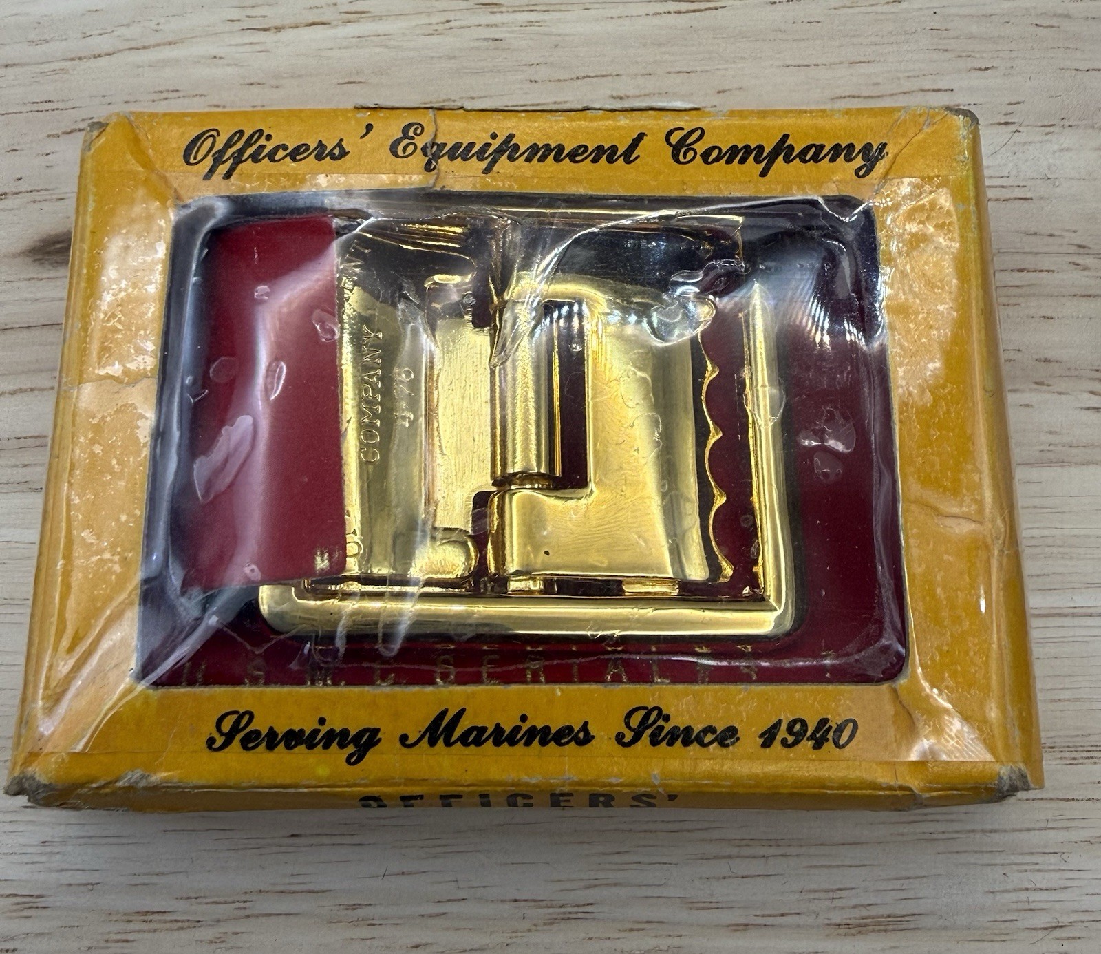 Vintage NEW in Box Officer's Equipment Company 4-76 Military Belt Buckle Gold