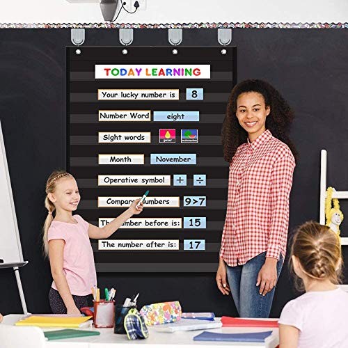 Vnom Standard Pocket Chart Clear 10 Pockets Chart For Classroom & Home