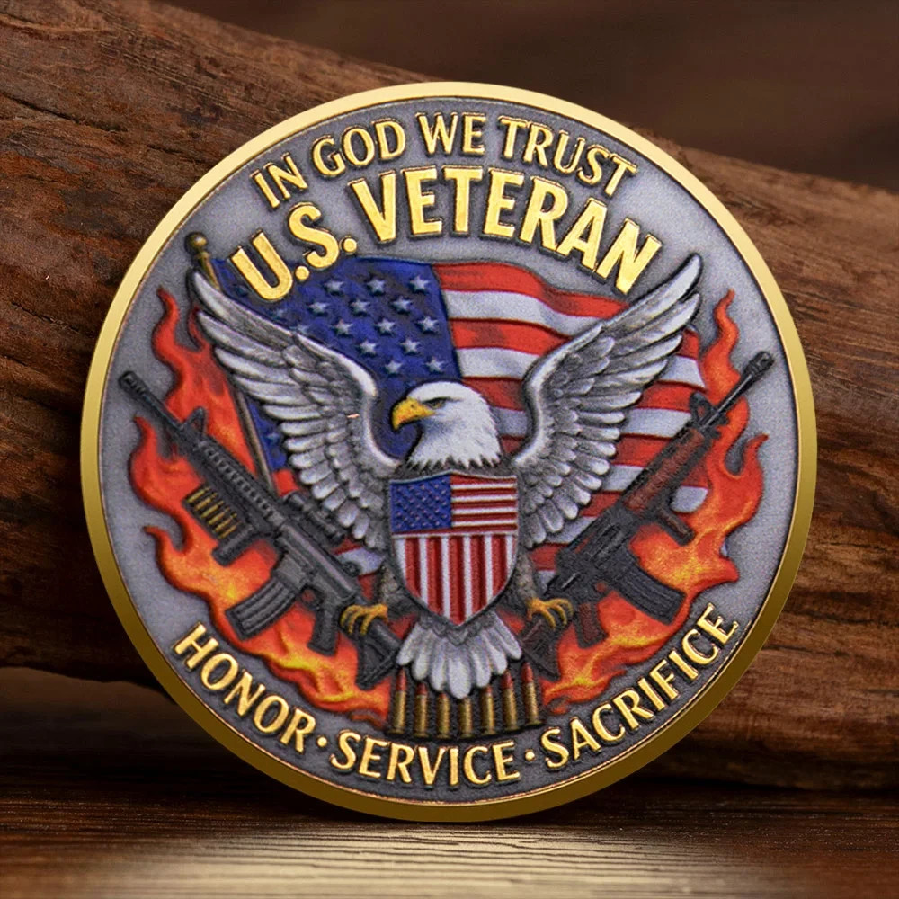 US Veteran Coin 250 Years of Freedom 1776-2026 Patriotic Military Gifts