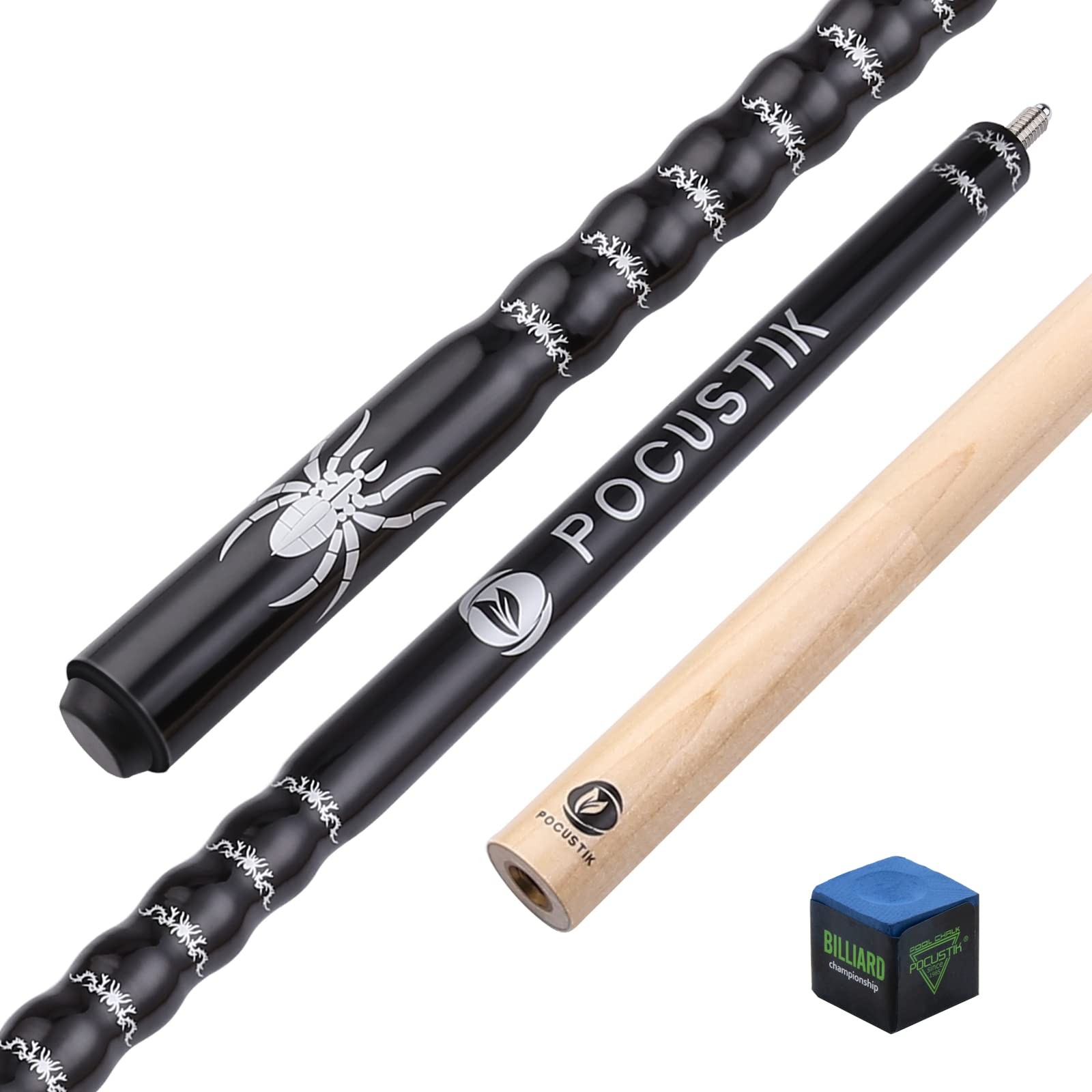 POCUSTIK Pool Cue, 58" 2-Piece Stick for Adults，Ergonomic 21oz, Black
