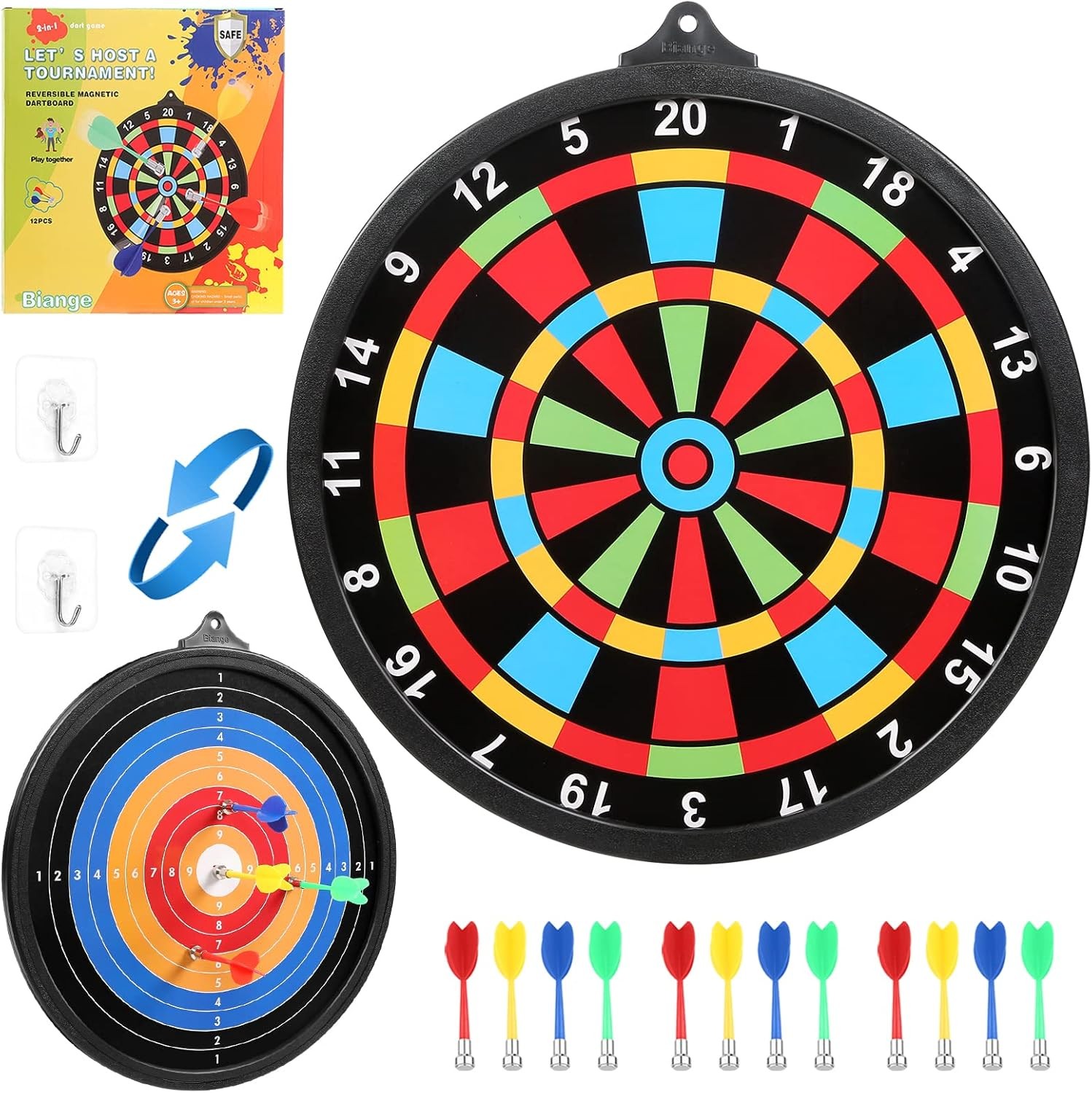 Magnetic Dart Board w/ 12 Darts, Kids Dartboard Gifts, Safe Indoor Outdoor Games