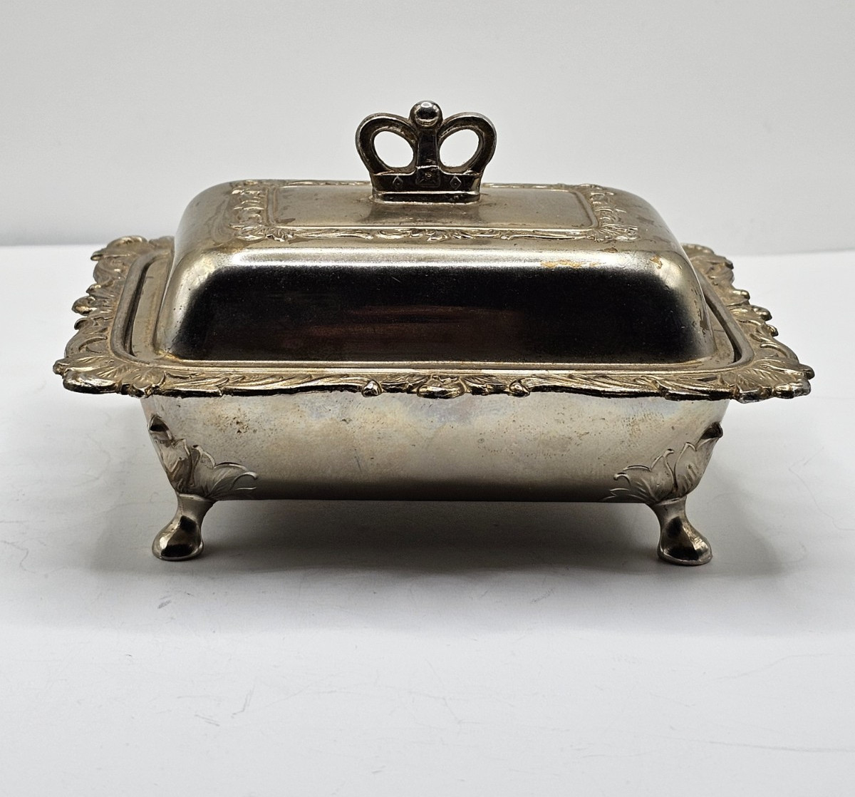 VTG Silver Plate Butter Vanity Trinket Dish