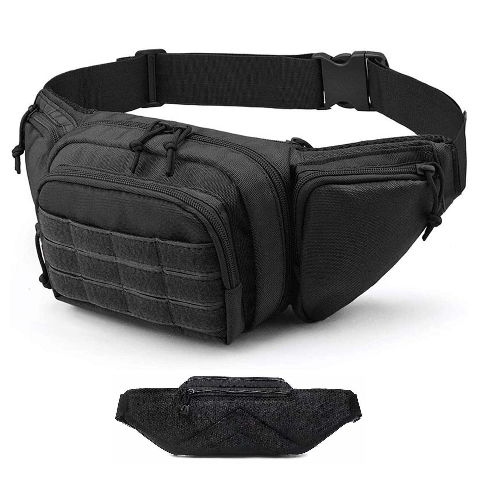 DZHPSRSZ Tactical Fanny Pack for Men,800D Oxford Fabric medium, Black