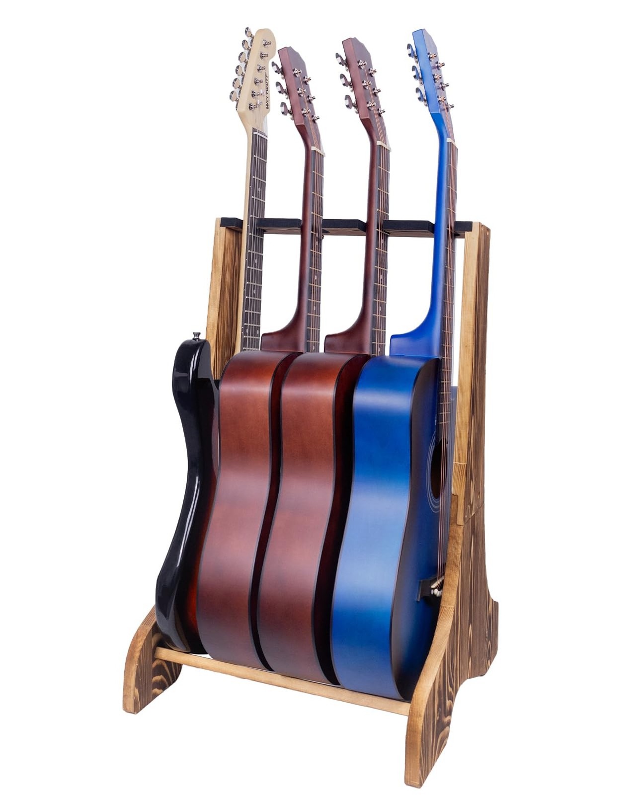 4 Multiple Guitar Stand Racks,Guitar Holder with Protective Velvet Band,Woode...