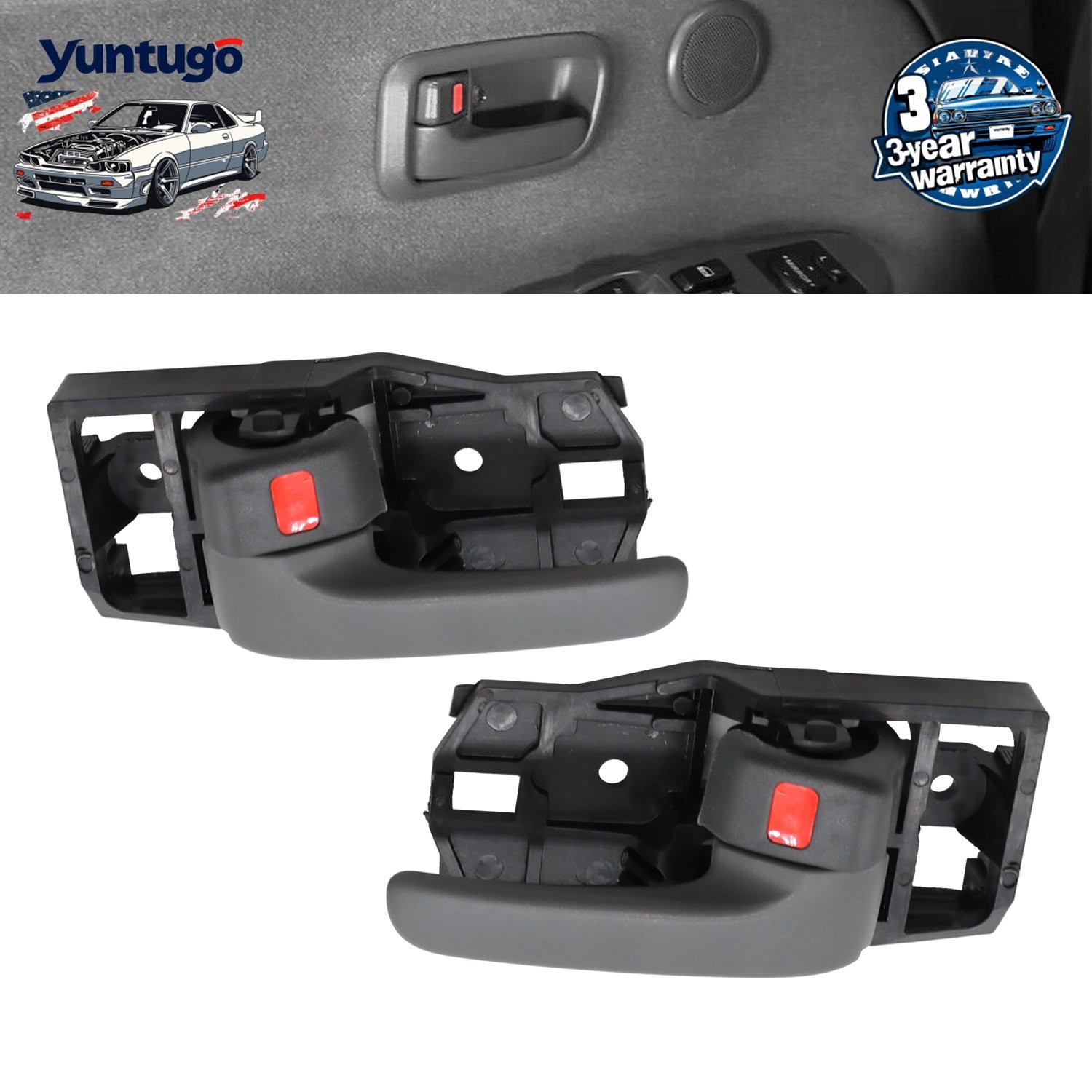 Door Handle Set For 2000-2006 Toyota Tundra Extended Cab Rear Gray Plastic 2-Pcs